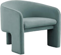 Pemberly Row Modern Sea Blue Velvet Accent Chair 29.9 W x 28.5 D x 28.2 H Kiln-Dried Pine Frame Sculptural Design Sumptuous Upholstery Handmade Statement Piece for Living Room or Bedroom
