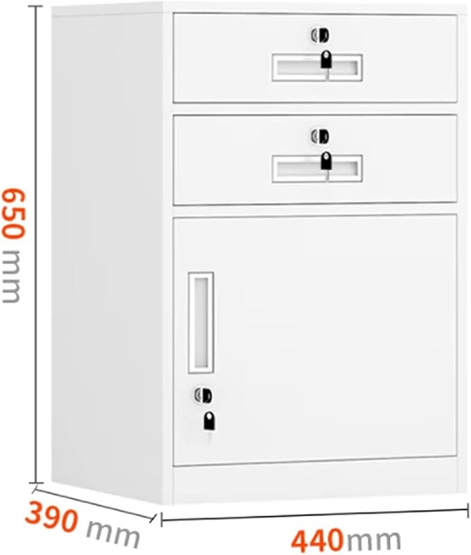 File Cabinet Under Desk Metal Filing Cabinet with Lock 2 Drawer and 1 Cabinet File Cabinet for A4 Sized Letters(Color:Black)