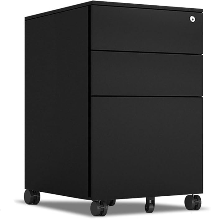 Filing Cabinets for Home Office 3 Drawer File Cabinet Rolling File Cabinet for Letter File Anti-tilt Design Office Drawer Cabinet Under with Lock Space-Saving