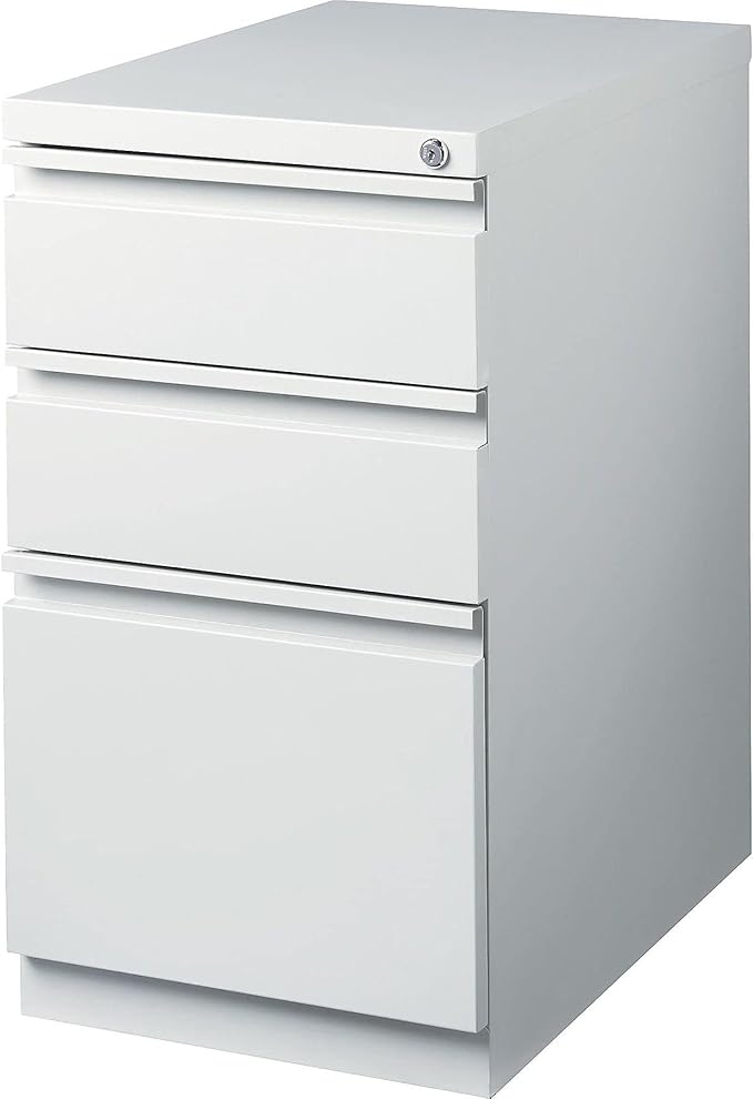 STAPLES 3-Drawer Vertical File Cabinet Letter Size Documents Lockable &amp Mobile 23 D x 15 W x 27.75 H Light Gray