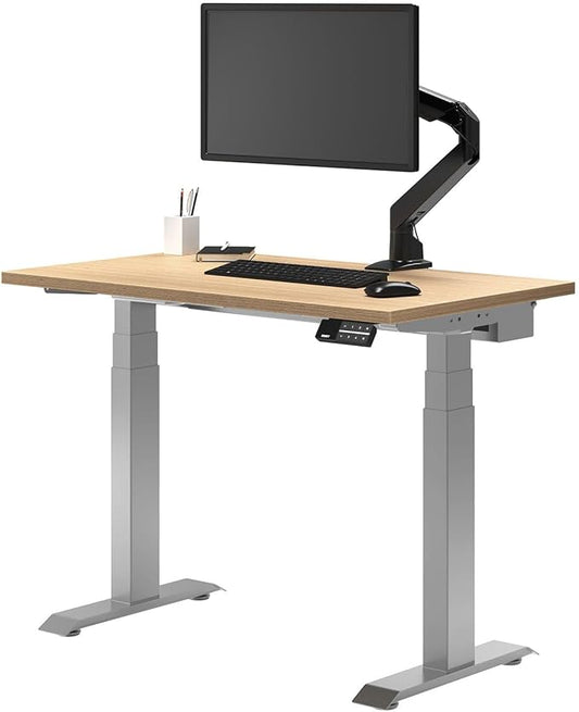 Desky Dual Mini Sit Stand 40 x 24 in Compact Desk with Dual Motors 3-Stage Height Range 4 Memory Presets – One-Piece Top for Home Office Sublime Teak