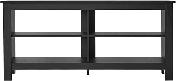 Panana Modern TV Stand with 4 Open Shelves 55inch Entertainment Center for TVs up to 65inch Medial TV Console Table Cabinet for Living Room (Black)