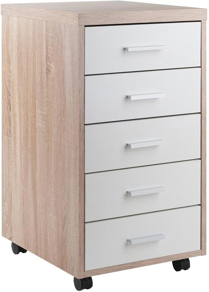Reclaimed Wood &amp White 5-Drawer File Cabinet