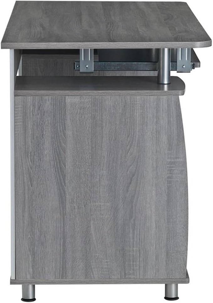 Pemberly Row 48 Wide Home Office Computer Desk in Gray with CPU Storage Cabinet and Hanging File Cabinet Grey