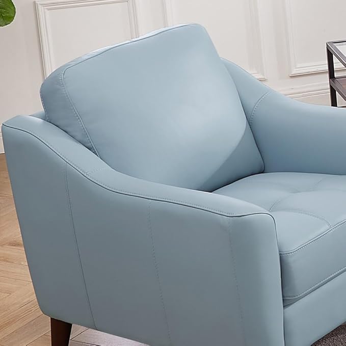 Hydeline Ersa Top Grain Leather Chair Spa Blue Memory Foam and Springs Seating