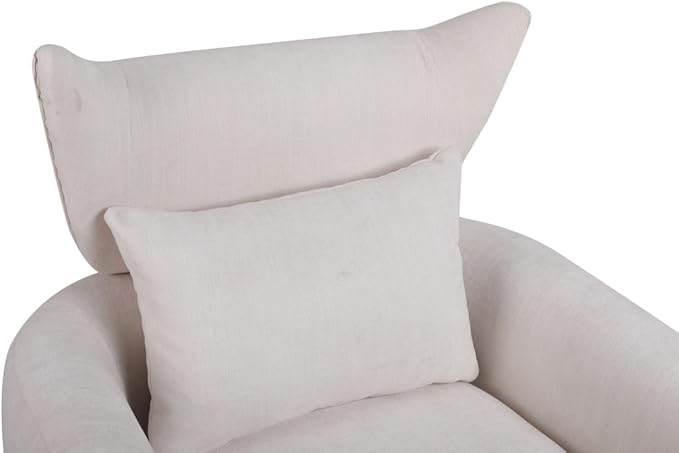 Swivel Accent Chair Armchair Classic Mid-Century 360 Degree Swivel Sofa ChairUpholstered Accent ChairTeddy Fabric Leisure Chair for Living RoomBedroom Office (Beige + Linen)