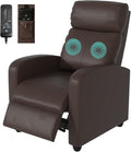 MKDLUFEI Massage Recliner Chair Single Sofa Chair with Remote Control Adult Chair Recliner Living Room Recliners with Pu Leather Push Back Backrest Brown