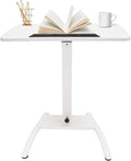 Rolling Desk 26.46lbs Load-Bearing Capacity Floor Mount Rolling Desk Commerical Computer Desk with Adjustable Height 28-42.5inch and 2 Lockable Wheels for Home Offices Meeting Rooms(White)