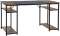 FurnitureR Home Office Desk Wood Top L47.2 Contemporary Writing Table with 4 Storage Shelves for Home Office Study Living Room Computer Desk Brown&ampBlack
