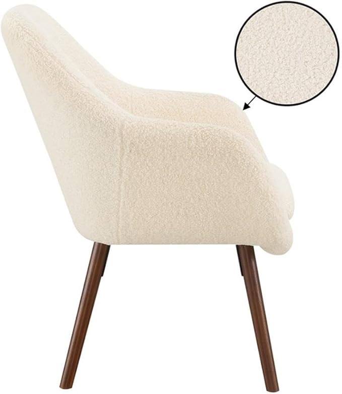 Convenience Concepts Take a Seat Charlotte Wingback Sherpa Accent Armchair 25.25 - Boho Transitional Boucle Lounge Chair for Office Den Living Room Sherpa Cream/Coffee Bean