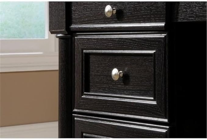 BOWERY HILL Executive Desk Wind Oak Finish 65.1 in Wide Spacious Desk Surface 6 Drawers with File Storage Cord Management System Durable Wood Home Office Desk for Workspace Organization