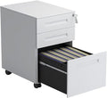 HASMI Filing Cabinet 3 Drawer Metal Mobile File Cabinet with Lock Under Desk Filing Cabinet for Legal/Letter/A4 File Fully Assembled with Wheels Storage Cabinet (Color : White)