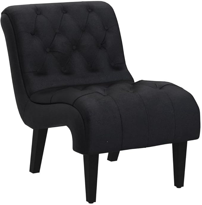 KINFFICT Velvet Accent Lounge Chair for Living Room Modern Leisure Chair with Tufted Backrest Indoor Armless Side Chair Upholstered Bedroom Sleeper Chairs with Solid Wood Legs