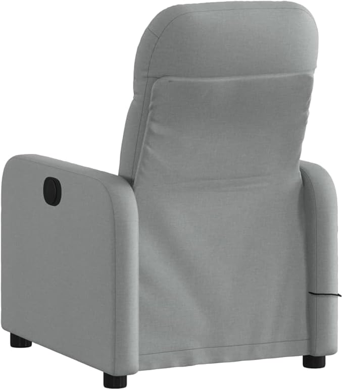 vidaXL Light Gray Fabric Massage Recliner - Manual Recline Armchair for Elderly 6-Point Vibration Comfort Padding Living Room Seating