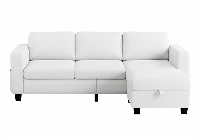 Sectional Couches for Living Room - Convertible L Shaped Couch with Storage Ottoman 3 Seater Modern Velvet Grey Sofa for Small Space Studio Basement Loft