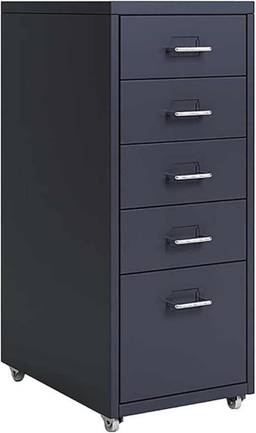 Rolling File Cabinet Metal File Cabinet Cabinet with Wheels 3/5 /6/8 Drawers Vertical Filing Cabinet for Home/Office (Color : Dark Gray Size : 5 Drawer)