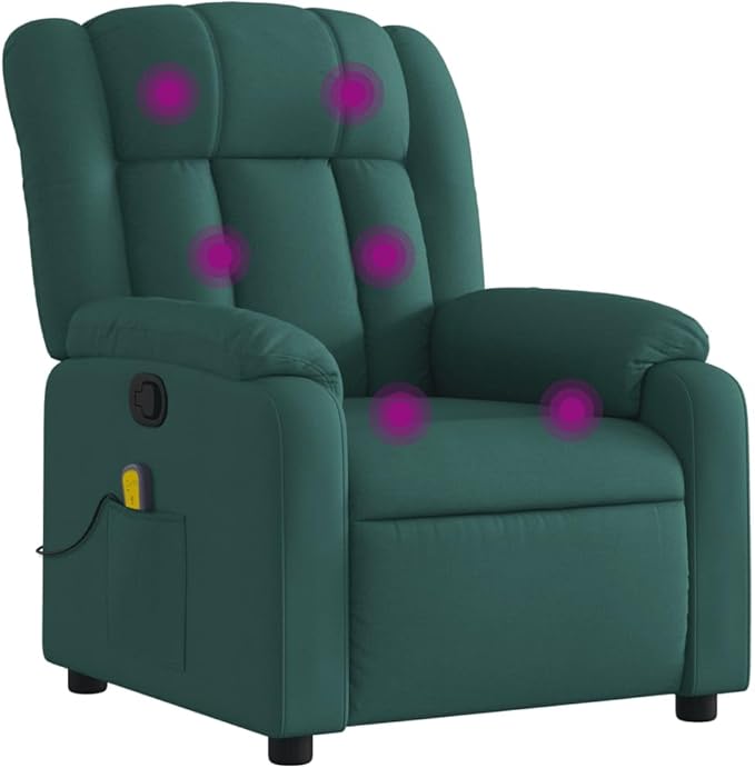 Floor Chair Arm Chair Living Room ChairsSleeper Sofa Massage Recliner Chair Dark Green Fabricfor Apartment Living and Home Office