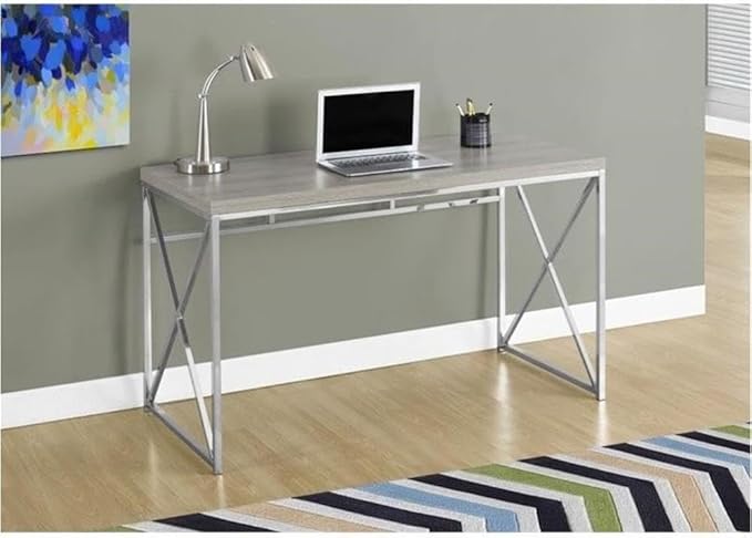 Monarch Specialties I 7204 Computer Desk Home Office Laptop Work Metal Laminate Brown Chrome Contemporary Modern