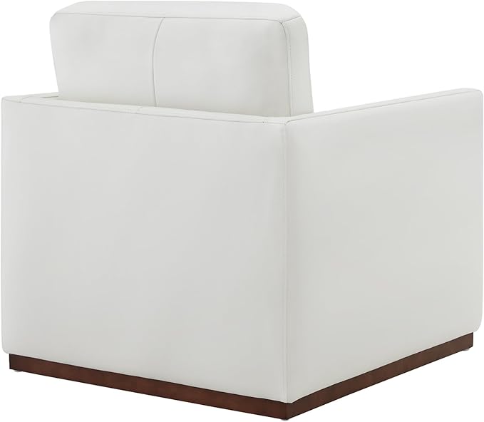 CHITA Genuine Leather Swivel Accent Chair FSC Certified Mid Century Modern Arm Chair for Living Room and Bedroom Fully Assembled White