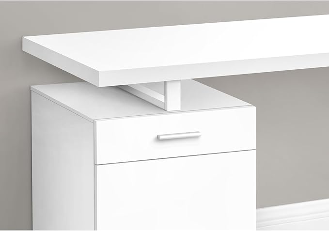 Computer Desk Home Office | Storage Drawers Modern White Laminate
