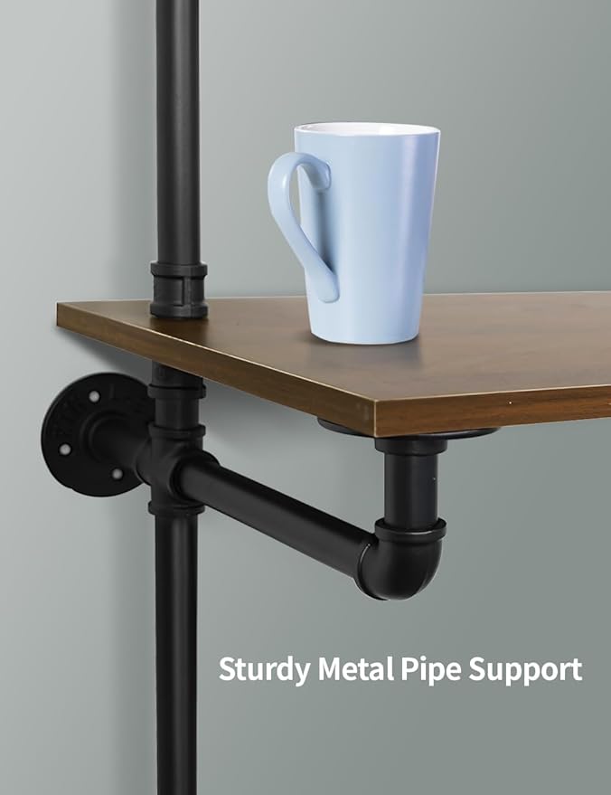 Industrial Pipe Computer Desk with ShelvesWall Mounted Laptop Desks for Small Spaces59 inch Bookshelf Narrow Writing Desk with Floating Shelves