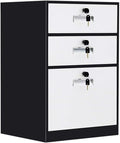 File Cabinet Three-Drawer File Cabinet Metal Desk Side Cabinet Bedside Cabinet Office File Cabinet Under Desk Storage(Color:B)