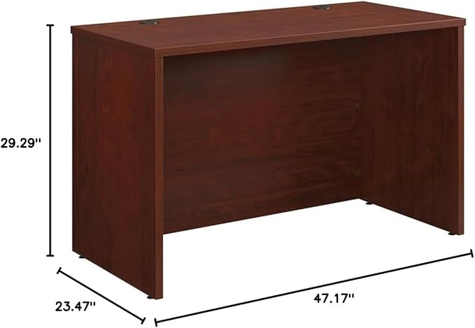 Pemberly Row 48 x 24 Computer Desk Engineered Wood Classic Cherry Finish Durable Melamine Top with Cord Management Adjustable Levelers Heat/Stain/Scratch Resistant Home Office Desk