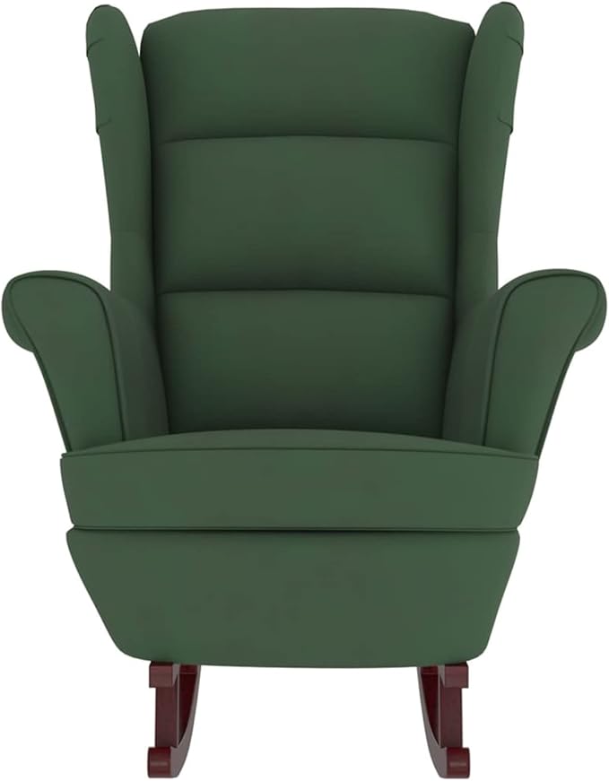 Rocking Chair Wooden Legs Rubber Velvet Dark Green Rocking Chair Living Room Chair Bedroom