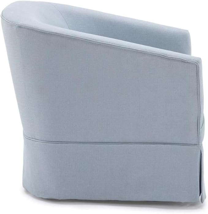 Elm Transitional Woven Polyester Fabric Upholstered Skirted 360-Degree Swivel Accent Chair with Narrow Slope Arm Metal Base in Sky Blue Finish