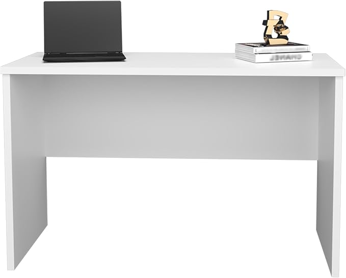 47 Wide Study Desk White Modern Simple Computer Laptop Table Dining Table for Bedroom Living Room Home and Office Kitchen White