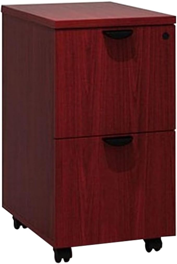 Compact Mobile Pedestal Mahogany Finish Under Desk File Cabinet Rolling Office Storage Drawer Unit Lockable Wood Organizer Furniture for Home Workspace Modern Executive Business Interiors