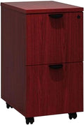 Compact Mobile Pedestal Mahogany Finish Under Desk File Cabinet Rolling Office Storage Drawer Unit Lockable Wood Organizer Furniture for Home Workspace Modern Executive Business Interiors