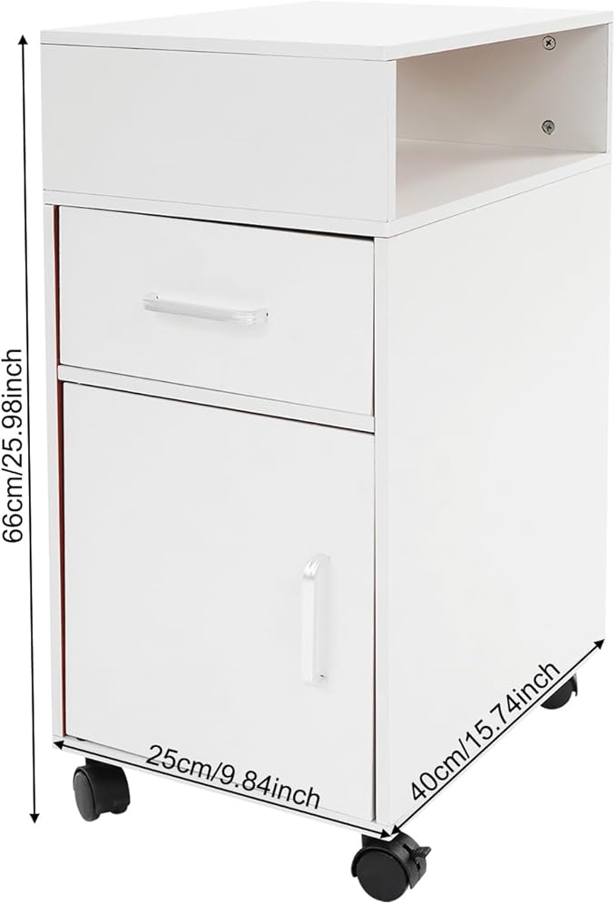 File Cabinet on Wheels Under Desk White Metal Rolling File Cabinets with Lock for Home Office Un-Assembled Filing Cabinet with Lock