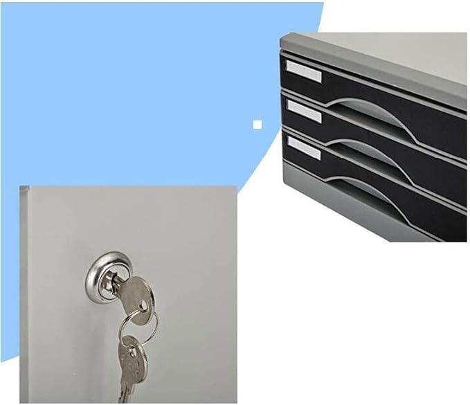 Desktop Three-Tier Metal File Cabinet with Locking Low Cabinet Drawer Type Data Cabinet Storage Cabinet Storage Tin Small Cabinet
