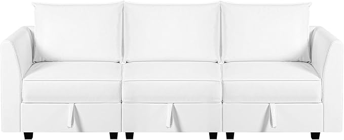 Naomi Home Elizabeth Modular Living Room Sofa with Extendable Design &amp Soft Comfortable Seating Air Leather Modern Sofa Couch with Sturdy Wooden Frame Ideal for Small Spaces Easy Assembly Whit