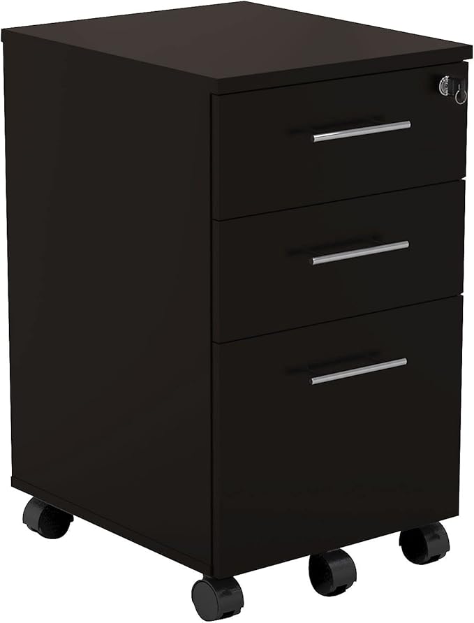 Mayline MNBBFLDC Medina 3-Drawer Lockable Mobile File Cabinet 26.75H Mocha Laminate