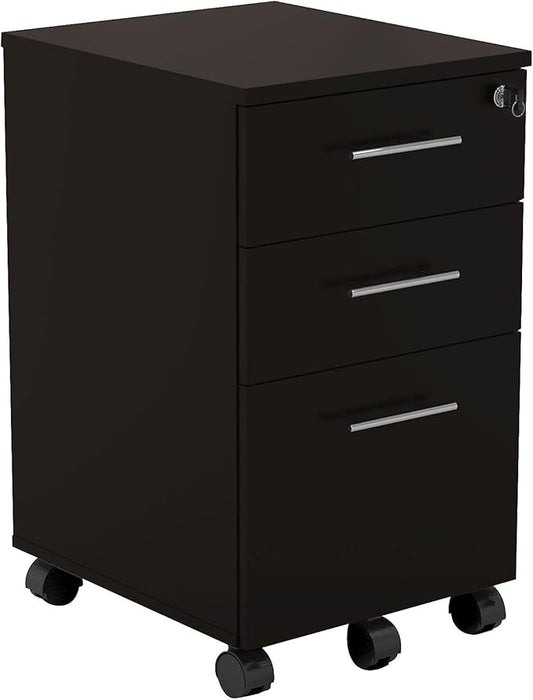 Mayline MNBBFLDC Medina 3-Drawer Lockable Mobile File Cabinet 26.75H Mocha Laminate