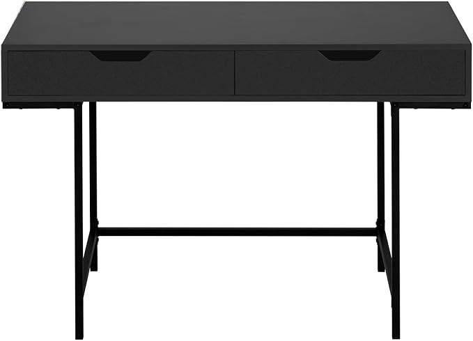 Modern Computer Desk with Storage 48 Inch Black Laminate Home Office Workstation