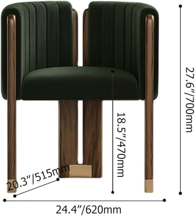 Velvet Fluted Accent Chair for Living Room with Wood Frame High Resilience Foam Elegant Modern Armchair (Green)