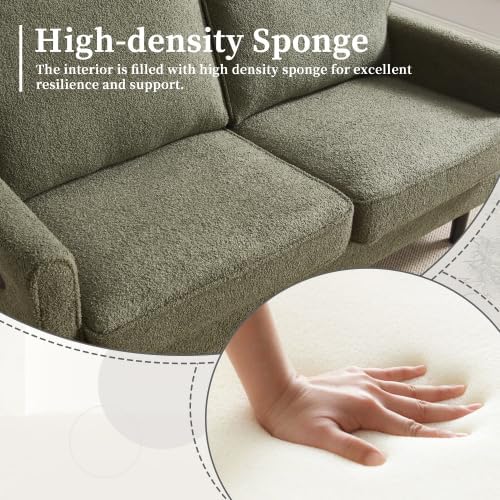 56 W Loveseat Modern 2 Seater Sofa with USB Charging &amp Storage Pocket Small Couch for Living Room Apartment Dorm Office (Green)