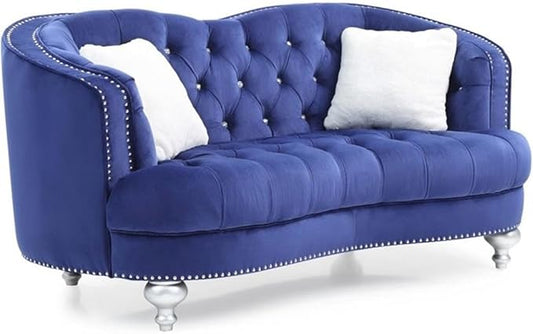 Glory Furniture Jewel Velvet Loveseat in Blue