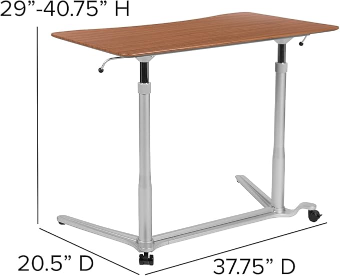 Flash Furniture Merritt Sit-Down Stand-Up Cherry Computer Ergonomic Desk with 37.375W Top (Adjustable Range 29 - 40.75)