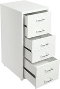 6 Drawers File Cabinet with Lock Rolling Mobile Filing Cabinet with Wheels Under Desk Vertical Filing Cabinet for Office/Home Metal (White)