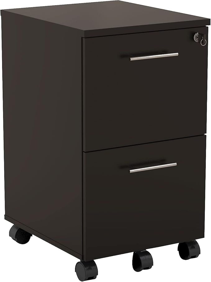 Scranton &amp Co File Cabinet with 2 Drawers &amp 1 Lock Rolling Mobile and Portable File Cabinet with Wheels for Documents A4/Letter/Legal(Mocha)