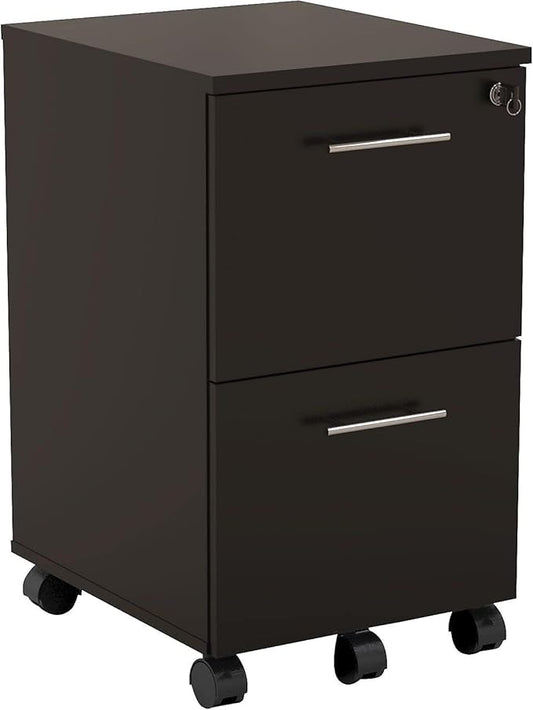 Scranton &amp Co File Cabinet with 2 Drawers &amp 1 Lock Rolling Mobile and Portable File Cabinet with Wheels for Documents A4/Letter/Legal(Mocha)