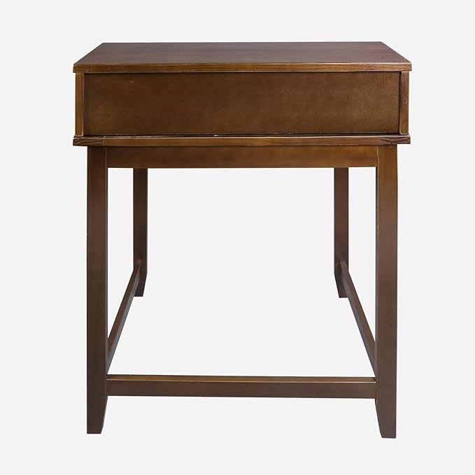 Medieval Majesty Office Computer Desk in Truffle Brown Finish with Hutch Pull-Out Tray and Concealed Storage Compartment 22 x 28 x 35 Solid Pine Wood