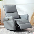 270° Power Swivel Rocker Recliner Chair for Adults – Electric Reclining Small Sofa Chair with Smooth Rocking &amp Rotation Comfortable Single Recliner for Living Room Bedroom (Blue+PU)