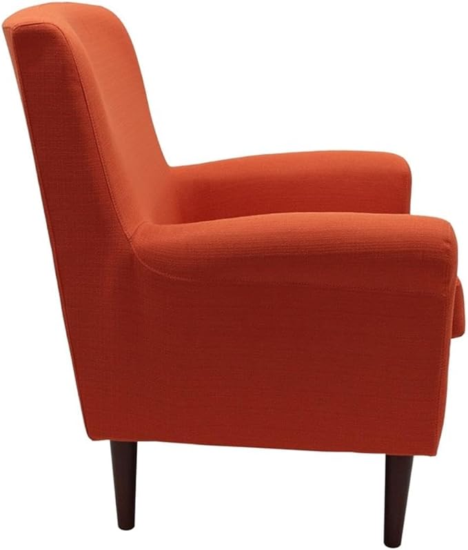 Pemberly Row Rolled Arm Lounge Chair Pumpkin Orange Fabric Upholstery 35 H x 28 W x 30 D Contemporary Accent Chair for Living Room Bedroom or Office