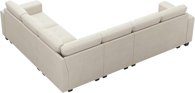 Belffin Modular Sectional Sofa L Shaped Couch with Reversible Chaises 6-Seater Convertible Sectional Sofa Couch Velvet Corner Sofa Beige