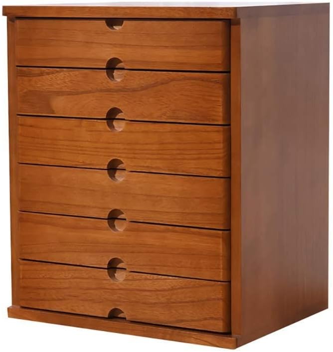 Solid Wood D File Cabinet with Multilayer Storage Box Drawers and Desk Organizer Monitor Stand/Printer Holder6 Layer